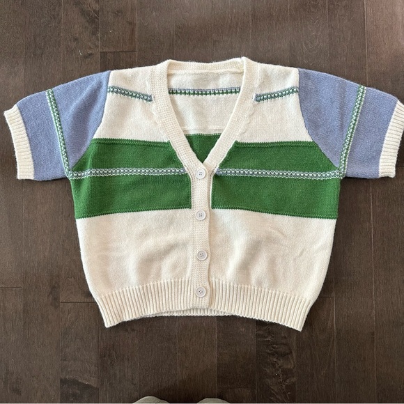 Cider Sweaters - Cider Green and Blue Striped Cardigan